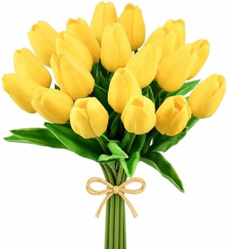Mandy's 20pcs Artificial Yellow Tulips by Mandys