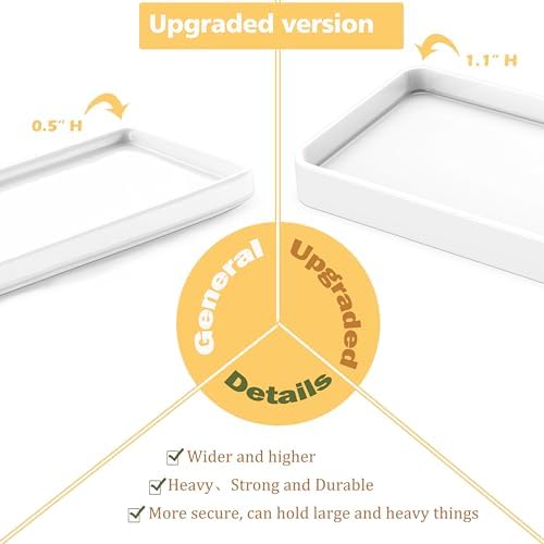 Gurygo 2 Pack 8" Ceramic Vanity Tray - Kitchen Tray for Soap Bottles - Small Rectangular Vanity Tray for Bathroom - Vanity Trays for Bathroom - Kitchen Soap Dispenser Tray,White - Image 4