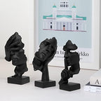 prosfalt 3 Pcs Thinker Statue, Silence is Gold Abstract Art Figurine, No Hear No See No Speak Modern Home Resin Sculptures Decorative Objects Decor for Home Office Bookshelf Desktop(Black) (A-41) - Image 4