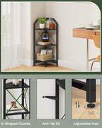 CHOEZON 3-Tier Corner Shelf, Industrial Corner Bookshelf, 35.4" Storage Stand, Plant Stand Display Shelf, Bookcase for Bedroom, Living Room, Home Office, Black TCJ03BB ﻿ - Image 4