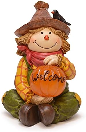 Mark Feldstein Fall Scarecrow Welcome Pumpkin LED Figurine, 10 in by MarkFeldsteinAssociates
