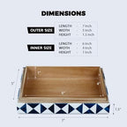 Handicrafts Home Blue and White Decorative Storage Box with Lid – Slim Decorative Storage Box, Handmade Resin Inlay Wooden Box, Remote Holder, Desk Organizer, Small Keepsake Box- 5x7x1.5 - Image 2