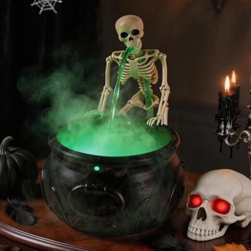 Zesua Halloween Decorations Indoor - Vintage Puking Skeleton Cauldron - Image 4