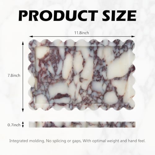 Luxury Natural Scalloped Marble Tray, Elegant Catchall Organizer Home Decor - Image 3