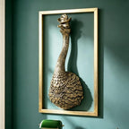Exquisite Resin Animal Head Wall Sculpture Big bird (Gift Metal Frame) - Desert ostrich Imitation Copper Vintage Decor for Living Room, Bedroom & Office | Decorative Wall Hanging Art ( Ostrich ) - Image 2