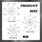 ZEXUIRU 4 Set Silver Starburst Wall Art for Home Decor Metal Bling Crystal Rhinestones Sunburst Wall Decor Sparkling Rhinestone Art Accent -Silver 13in/11.8in/9.8in/9.8in - Image 3