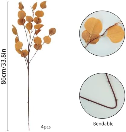 8Pcs Fall Artificial Stems, Realistic Eucalyptus Leaves for Vase - Image 3