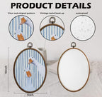 Whimsical Blue Stripe Goose Art, Cottage Core Oval Wall Decor, Waterproof - Image 2