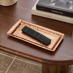Monarch Abode Decorative Tray – 12-Inch Hand Hammered Copper Plated Metal Bathroom Tray Countertop, Vanity Trays Organizer, Perfume Plate for Dresser, Kitchen Countertop Small Fruit Platter - Image 4