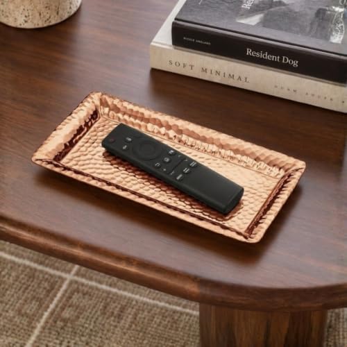 Monarch Abode Decorative Tray – 12-Inch Hand Hammered Copper Plated Metal Bathroom Tray Countertop, Vanity Trays Organizer, Perfume Plate for Dresser, Kitchen Countertop Small Fruit Platter - Image 4