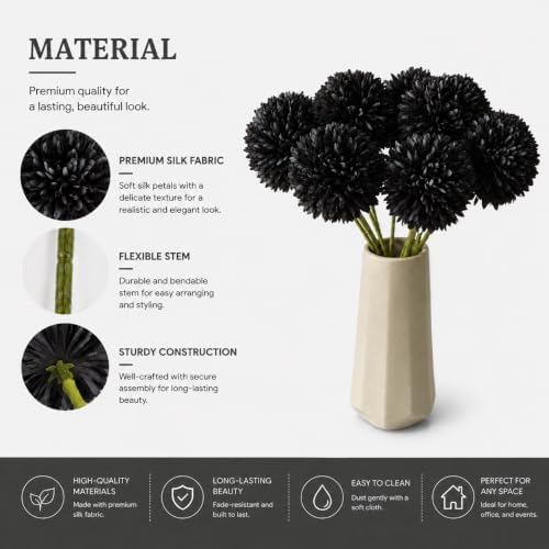 Mandy's 12pcs Artificial Black Ball Chrysanthemum Flowers - Image 4