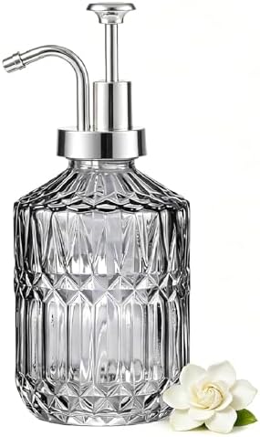 Amolliar 12 Oz Glass Soap Dispenser with Plastic Pump,Dark Grey,1 Pack by Amolliar