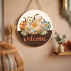 Fall Floral Pumpkin Decorations for Home, Fall Welcome Wooden Sign - Image 6
