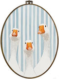 dvhdajed Preppy Goose Oval Wall Art Decor, Light Blue Striped Goose Framed Canvas Art, Farm Animals Decorations, Grandmillennial Geese Wall Hanging Decor for Nursery Bathroom Kitchen, 8.7x11.3 Inch by dvhdajed