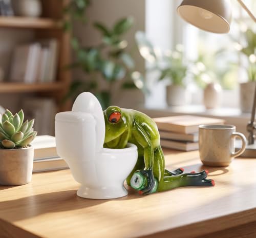 VVGIFTS Frog Figurines Cute Craft Resin Frog Statue for Home Bathroom Decor - Image 5