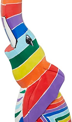 Deco 79 Wood Elephant Striped Sculpture, 6" x 10" x 59", Multi Colored - Image 4