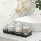 Bathroom Tray for Counter, Oak Wood 11" L Small Vanity Tray for Dresser Tops Perfume Jewelry Makeup Candle Soap Sponge Holder for Kitchen Countertop Organizer Coffee Table Decor Bar Black - Image 6