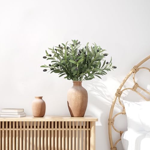 Leftover 6PCS 18Inch Faux Olive Branches for Vase Realistic,Artificial Olive Tree Branches,Fake Plants,Greenery Stems,Eucalyptus Stems,Green Leaves for Centerpieces Decoration,Home Decor,Table Decor - Image 6