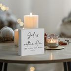 God Is Within Her Bible Verse Artwork Wooden Box Sign Rustic Farmhouse Style Psalm 46:5 Christian Wood Block Plaque 5 X 5 Inches Home Office Desk Sign Decor for Gifts - Image 5