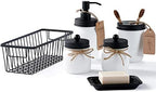SheeChung Mason Jar Bathroom Accessories Set,6Pcs Rustic Bathroom Set,White - Image 4