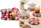 Round Felt Ball Coasters - 100% Merino Wool Table Coasters - Felt Coaster Pads, Absorbent Trivet for Drinks - Heat Resistant, Thick & Durable Hand Felted - Woolygon - Multicolor Set of 5 (Rainbow) - Image 3