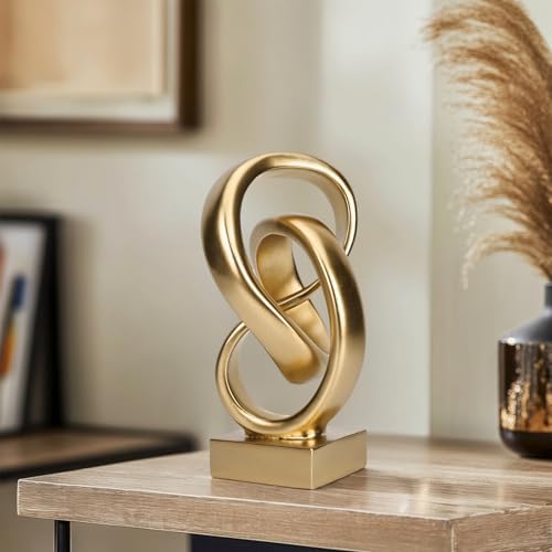 Abstract Gold Knot Statue, Geometric Knot Decor, Gold Decor on Shelf Bookshelf countertop for Living Room Coffee Table Office Coffee Table entryway entryway Desktop Decorative Ornament. - Image 2