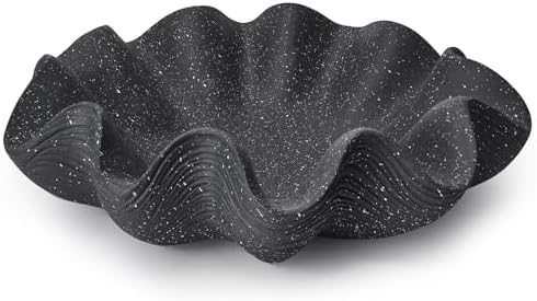 Scalloped Decorative Bowl Home Decor, 12.6" Shell Ruffle Fruit Bowl by KEWOOL