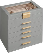 SONGMICS Jewelry Box Organizer, 6-Layer Storage with 5 Drawers, Glass Lid by SONGMICSbySONGMICSHOME