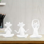 Suoedd White Frog Yoga Figurines 3 Pcs,Modern Decor for Shelf,Desk,Office - Image 7