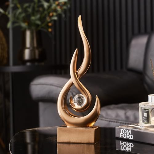 FJS Bronze Abstract Flame Sculpture for Living Room Coffee Table Decor by FJSHomeDecor