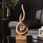 FJS Bronze Abstract Flame Sculpture for Living Room Coffee Table Decor by FJSHomeDecor