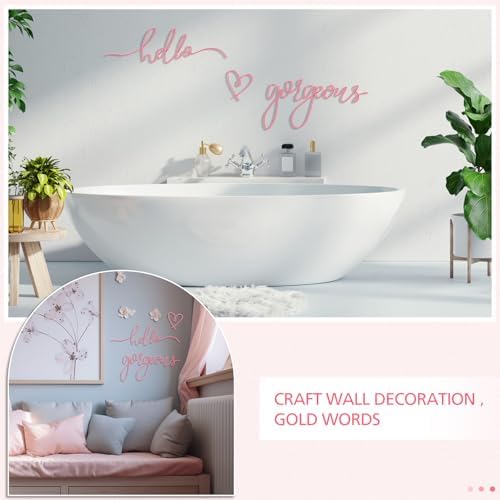 Hicarer Metal Hello Gorgeous Wall Art Minimalist Pink Wall Decor - Image 3