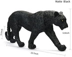 Cheetah Statue Black Panther Leopard Resin Big Cat Sculpture Modern Home Decor Realistic Leopard Sculpture Gift for Home Office Table Top Desktop Decoration 15.5" L X 6.9" H - Image 3