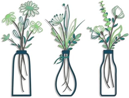 Pigort 3 Pieces Metal Flowers Wall Arts, Wall Decors for Home, Deep Green by Artisinfiniteloveiseternaljustlikepi