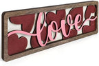 Vintage Valentine's Day Decorations for Office, Home, Table, Mantel, Shelf, Desk, 3 1/2 x 11 Inch Retro Valentine's Love Sign, Wooden Valentine Decor Sign, Farmhouse Red Pink Decoration (Love) by COCHIE