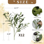 Leftover 12PCS 18Inch Faux Olive Branches for Vase,Artificia Tree Branches,Fake Plants,Greenery Stems,Eucalyptus Stems,Green Leaves for Centerpieces Decoration,Home Decor,Coffee Table Decor - Image 3