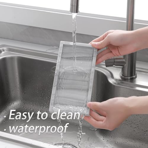Silicone Bathroom Vanity Tray Dish Soap Holder Sink Organizer, Marble Grey - Image 7