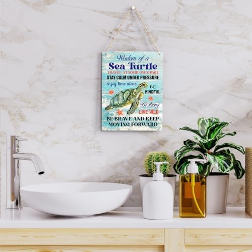 Sea Turtle Decor Inspirational Turtle Decor Plaque Signs Gifts for Turtle Lovers Gift Ideas for Friends Office Bedroom Living Room Home Beach House Nursery Wall Art Decor Wooden Hanging Sign 8x10 Inch - Image 5
