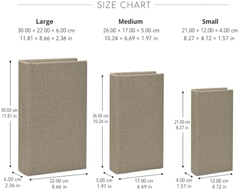 DECOR4SEASON Modern Linen and Wood Decorative Faux Book Boxes Set of 3, 10" - Image 4