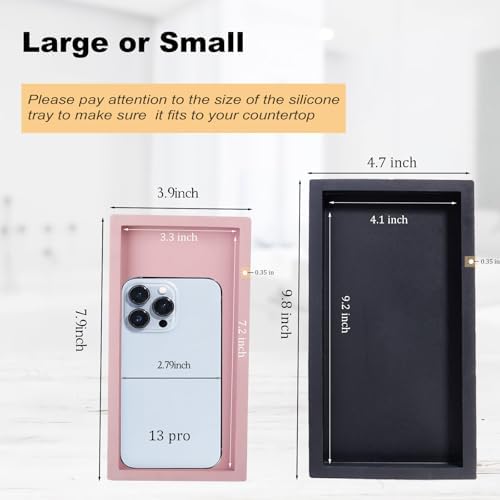 Silicone Bathroom Vanity Tray Dish Soap Holder Sink Organizer, Pink - Image 6
