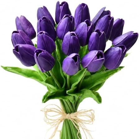 Mandy's 20pcs Artificial Dark Purple Tulips by Mandys