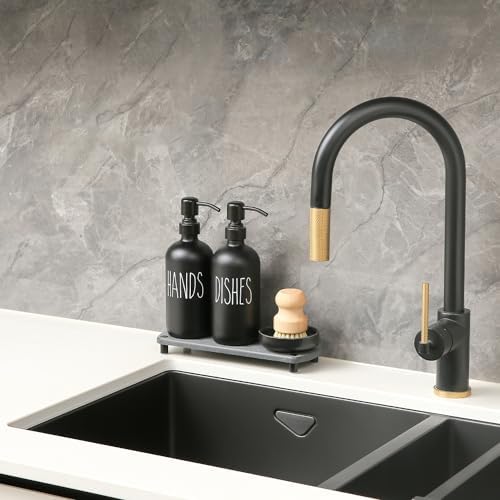 MOMEEMO Soap Dispenser Set Comes with Stainless Steel Pumps, Black & Black - Image 3