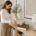 Decorative Linen Faux Book Storage Box Neutral Decorative Book Accent,12" - Image 6