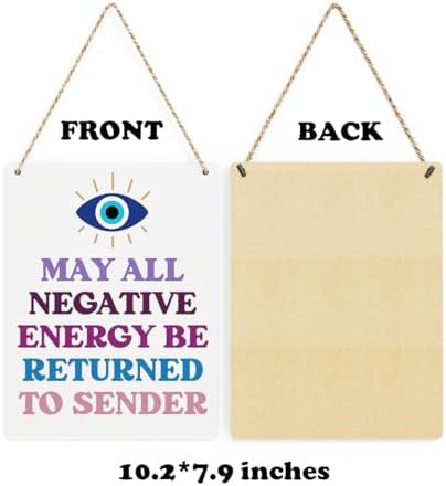 Evil Eye Decor Witchy Gifts for Witchcraft Lover, May All Negative Energy Be Returned to Sender Wall Hanging, Inspirational Wall Art for Home Office Decoration 8x10 Inches - Image 7