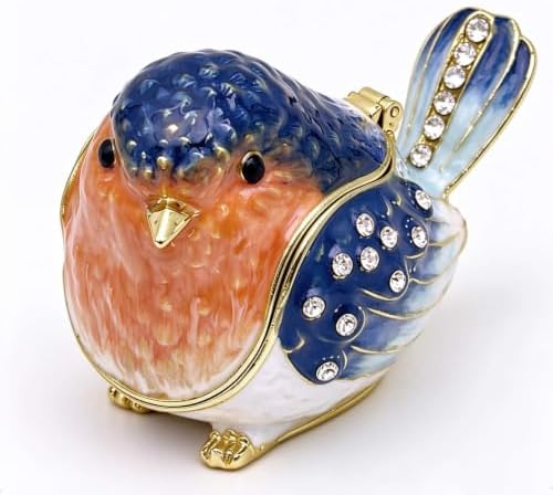 Robin Bird Jewelry Trinket Boxes Hinged Ring Box.Collectible Bird Figurines Home Decor Gifts for Women.Necklace Rings Earrings Organizer. - Image 2