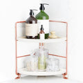 FSyueyun 2-Tier Corner Bathroom Counter Organizer, Vanity Tray, Rose Gold by FSyueyun