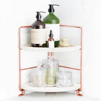 FSyueyun 2-Tier Corner Bathroom Counter Organizer, Vanity Tray, Rose Gold by FSyueyun