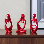 BrownLove 3pcs Red Human Body Abstract Art Decoration, Modern Art Resin Statue Room Office Shelf Bookcase Decoration - Image 4