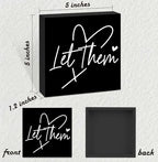 Let Them Wooden Sign, Black Office Decorations for Work, Let Them Mental Health Rustic Wood Box Signs 5x5 Inch, Desk Shelf Tabletop Decor for Home Cubicle Decor, Office Gifts for Coworkers Women, 18 - Image 2