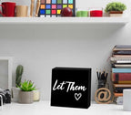 Let Them Wooden Sign, Mental Health Quote Farmhouse Wood Box Sign 5 X 5", Let Them Office Desk Accessories for Cubicle Decor, Office Gifts for Coworkers Women, Office Decorations for Work (Black) - Image 3